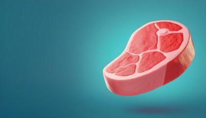 3D render of cute pastel-colored steak with vegetables and herbs in a cute menu concept from Steak.