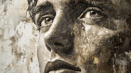 Abstract  Street Art Portrait  with Brushstrokes  and Graffiti