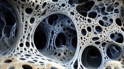 Abstract Cave Structure with Holes and Tunnels