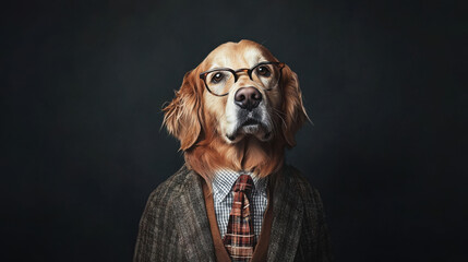 Golden Retriever in Glasses and a Sweater