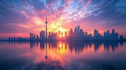 Fototapeta premium Toronto Skyline Sunset Reflection