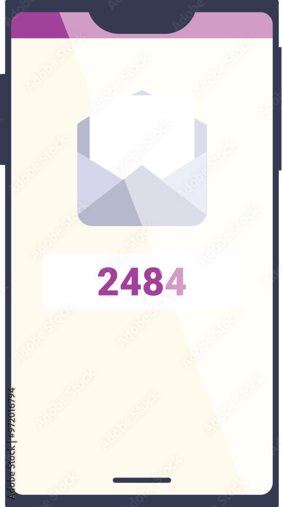 Poster smartphone showing unread messages notification icon displaying 2484 new emails