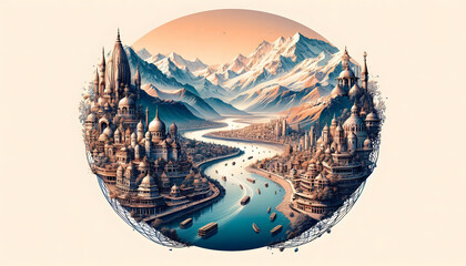 Fototapeta premium Magnificent Natural Wonders of the World Created by Rivers and Mountains