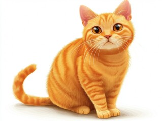 Obraz premium Cute Yellow-Faced Cat Sitting on White Background