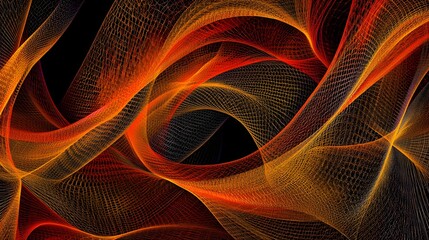 Fototapeta premium Abstract Orange And Red Grid Pattern On Black Background
