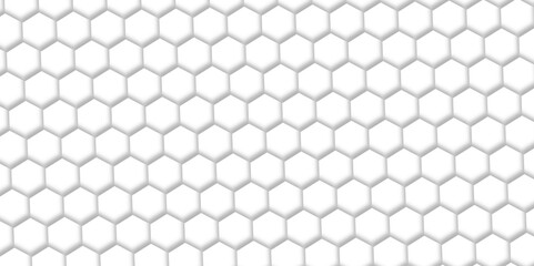 Abstract pattern with hexagonal white and gray technology line paper background. Hexagonal 3d vector grid tile and mosaic structure simple style hexagonal graphic concept. Futuristic surface design.	

