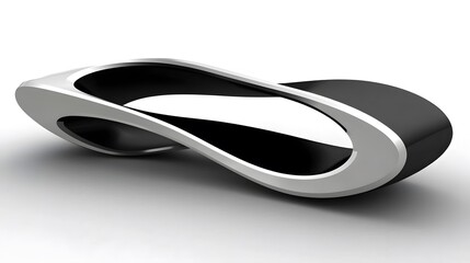 Abstract Black and Silver 3D Curved Shape
