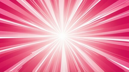 Fototapeta premium Sunburst background in pink color, sun rays go from center outward