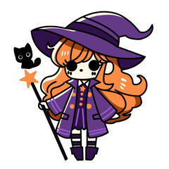 halloween witch with a broom