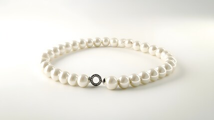 Obraz premium 36. A lifelike 3D render of a beautiful pearl necklace with a clasp, isolated on a pristine white background