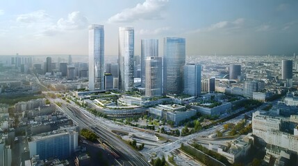 Modern Skyscrapers and Urban Landscape in Paris