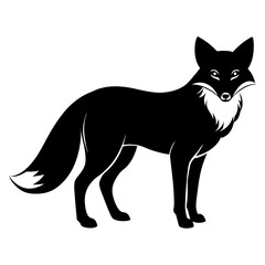 Cute red fox black silhouette vector illustration