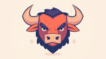 Naklejka premium Stylish bull head vector featuring modern cartoon textures, perfect for design projects and creative works.
