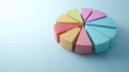 Obraz premium Circular 3D model of business cost breakdown, clean background with copy space.