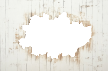 Hole in the white wood wall