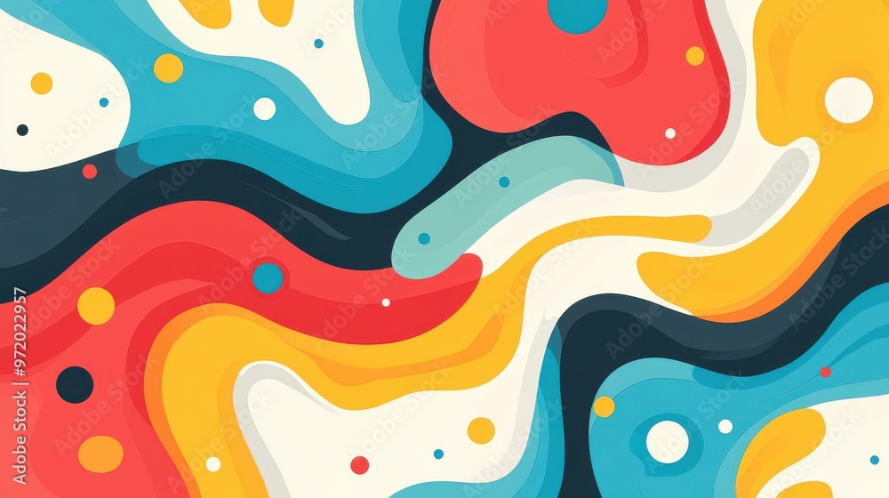 Poster Vibrant vector art showcasing colorful fluid shapes perfect for modern banners and designs, adding a playful touch.