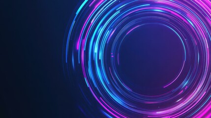 Obraz premium Explore a vibrant futuristic abstract design with glowing lines and geometric patterns in a modern blue and pink palette.