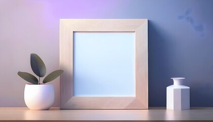 3D rendering of an empty photo frame on a studio background.