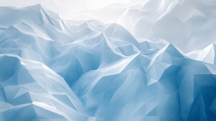 Fototapeta premium Abstract background with low-poly shapes and frozen ice mountains, a 3D rendering illustration of a polygonal landscape with simple geometric forms,