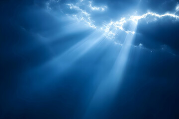 Sunbeams Through Clouds Dramatic Sky Blue Sky Light Rays Nature Background