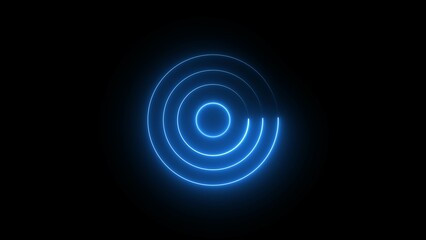 Neon Digital Wireless Network Connection Sign.  Glowing Neon Color Wi-Fi Signal, Social Media Network, Futuristic radial mobile phone Internet Technology Illustration Background.