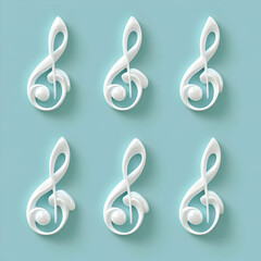 Fototapeta premium White Treble Clef Pattern on Blue Background