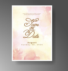 Wedding invitation with Abstract splashed watercolor background