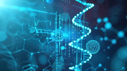 Obraz premium Futuristic Medical Technology Background, innovative light design showcasing digital science and AI integration, emphasizing healthcare advancements and modern clinic environments.