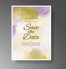 Wedding invitation with Abstract splashed watercolor background