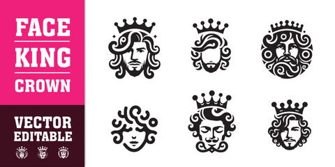 face king crown man vector illustration sillhoute