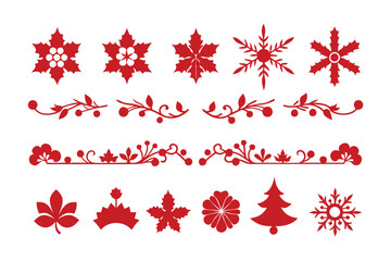 Silhouette floral Christmas border vector design.