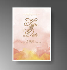 Wedding invitation with Abstract splashed watercolor background