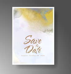 Wedding invitation with Abstract splashed watercolor background