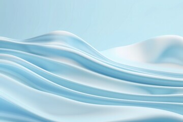 Fototapeta premium Wavy Ripple Abstract Texture, featuring smooth undulating lines and a gentle gradient shift to white against a serene light blue backdrop, created through artificial intelligence.