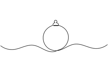 Christmas ball continuous one line drawing of isolated outline vector art icon