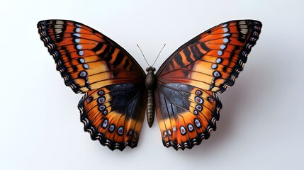 Fototapeta premium 67. A lifelike 3D render of a detailed butterfly with intricate wing textures, isolated on a pristine white background