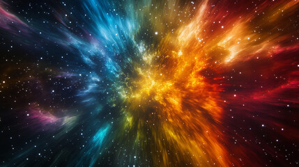 Fototapeta premium Vibrant Background Colorful Stars and Galaxies Space Explosion Time Travel Effect Blur/Distortion Deep Focus Black Space Center Cosmic Theme Science Fiction Design Galactic Imagery Vast Universe 