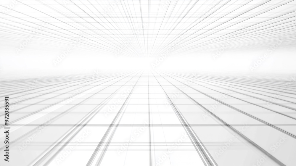 Poster abstract illustration of a grid pattern with perspective lines converging on a light background