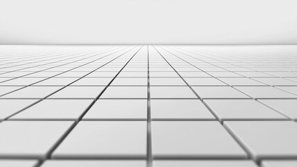 Sleek and modern white tiled floor extending into the horizon under bright daylight