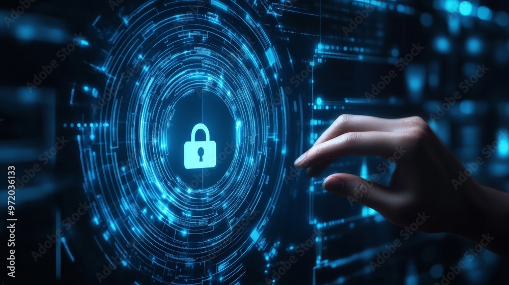 Poster cyber security and data protection concept