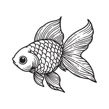 recommend clip art: Line art of goldfish swimming cartoon vector