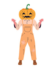 halloween character in pumpkin head disguise