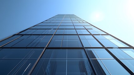 Fototapeta premium Low Angle View of a Glass Facade on a Modern Skyscraper