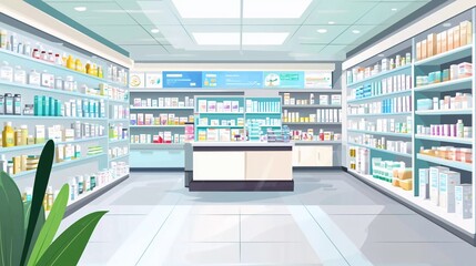 Modern pharmacy with a good variety of medications and cosmetics for everyone