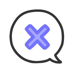 青いバツの吹き出しアイコン