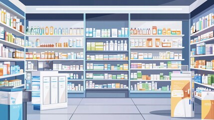 Modern pharmacy with a good variety of medications and cosmetics for everyone