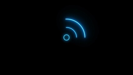Neon Glowing Wi-Fi Network Connection Technology, Mobile Data, Router Connection Signal Illustration Background.