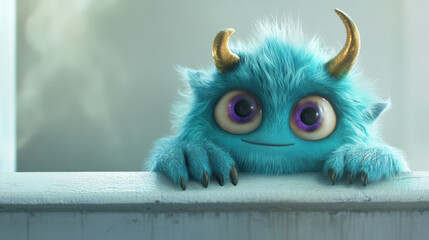 Fototapeta premium Cute Blue Monster.