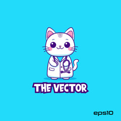 Cat doctor logo, vector, mascot, character, cartoon, illustration, eps10
