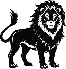 Obraz premium black lion vector illustration silhouette, Print